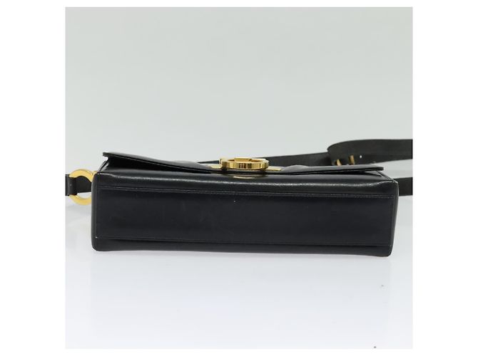 Borsa a Spalla Gancini in Pelle Nera e Oro Salvatore Ferragamo Auth 135489 Nero D'oro - vista 5