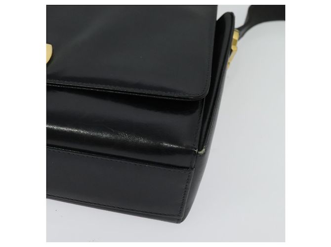 Borsa a Spalla Gancini in Pelle Nera e Oro Salvatore Ferragamo Auth 135489 Nero D'oro - vista 9