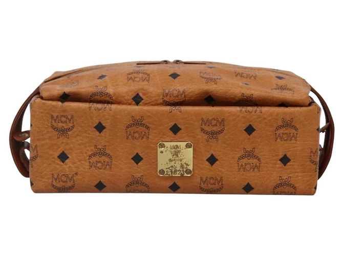 Pochette Vicetos in PVC Pelle MCM Logogram Marrone Oro Auth BA4160 D'oro - vista 13