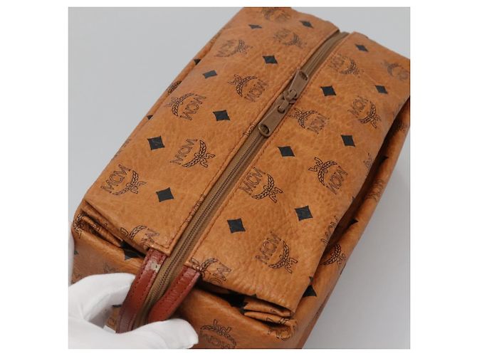 Pochette Vicetos in PVC Pelle MCM Logogram Marrone Oro Auth BA4160 D'oro - vista 5