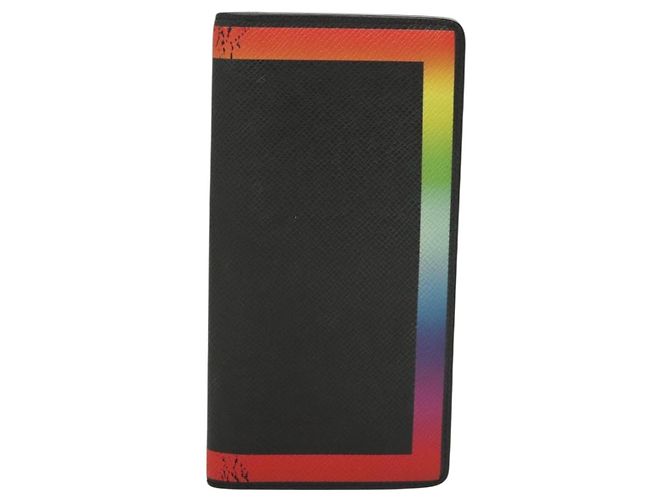 LOUIS VUITTON Cartera Larga Braza en Taiga Rainbow M30349 LV Auth 133008 Negro - vista 13