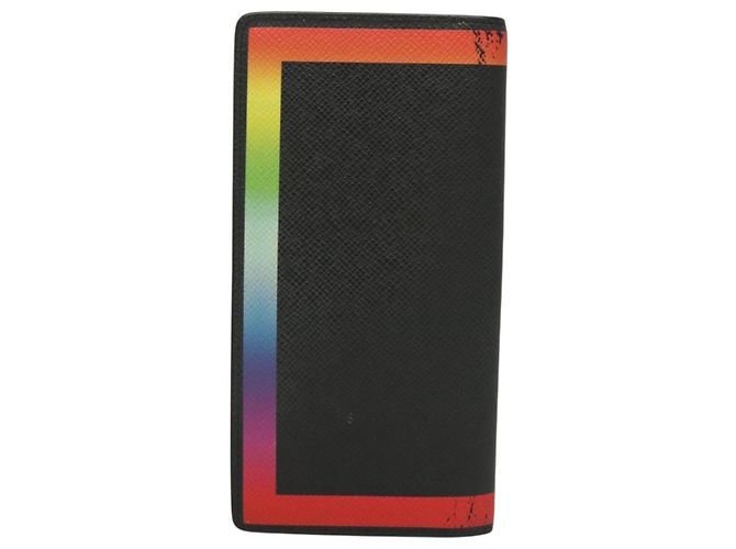 LOUIS VUITTON Cartera Larga Braza en Taiga Rainbow M30349 LV Auth 133008 Negro - vista 2
