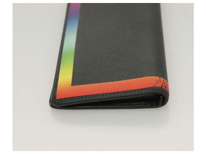 LOUIS VUITTON Cartera Larga Braza en Taiga Rainbow M30349 LV Auth 133008 Negro - vista 5