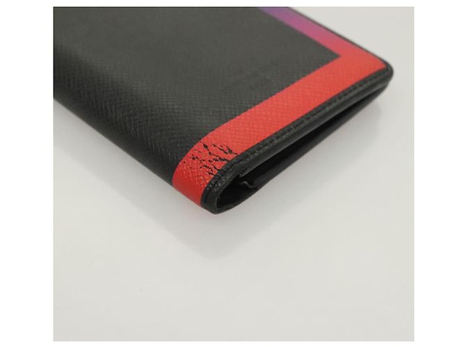LOUIS VUITTON Cartera Larga Braza en Taiga Rainbow M30349 LV Auth 133008 Negro - vista 7