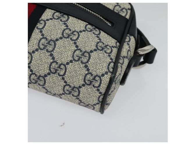 Borsa a Spalla Gucci GG Supreme Sherry Line PVC Blu Navy Rosso Auth 135549 - vista 14