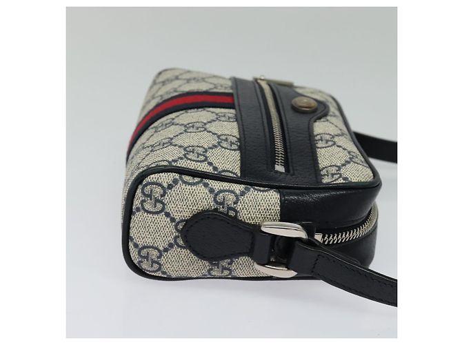 Borsa a Spalla Gucci GG Supreme Sherry Line PVC Blu Navy Rosso Auth 135549 - vista 4