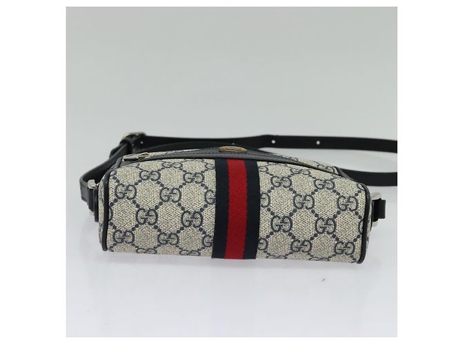 Borsa a Spalla Gucci GG Supreme Sherry Line PVC Blu Navy Rosso Auth 135549 - vista 5