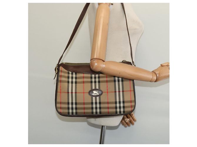 Autre Marque Borsa a Spalla Burberrys Nova Check in Tela Beige Auth BA4043 - vista 19