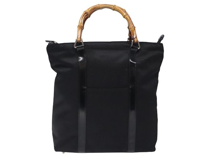 Borsa Tote in Nylon Nero e Argento Gucci Bamboo 000 1998 0508 Auth bs28079 - vista 13
