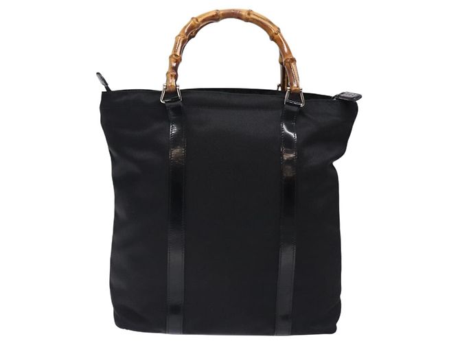 Borsa Tote in Nylon Nero e Argento Gucci Bamboo 000 1998 0508 Auth bs28079 - vista 2