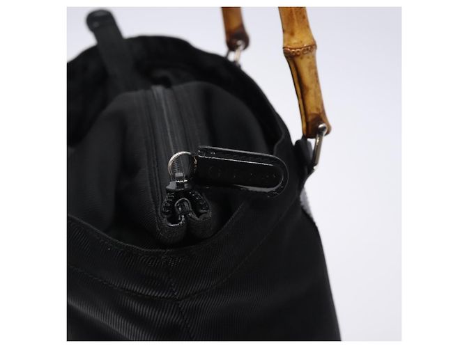 Borsa Tote in Nylon Nero e Argento Gucci Bamboo 000 1998 0508 Auth bs28079 - vista 9