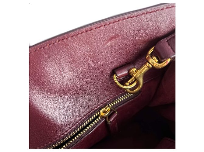 Saint Laurent Borsa tote piccola in pelle Sac De Jour bordeaux Bordò - vista 10