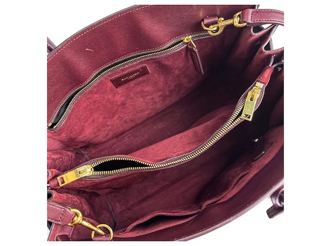 Saint Laurent Borsa tote piccola in pelle Sac De Jour bordeaux Bordò - vista 14