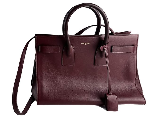 Saint Laurent Borsa tote piccola in pelle Sac De Jour bordeaux Bordò - vista 2
