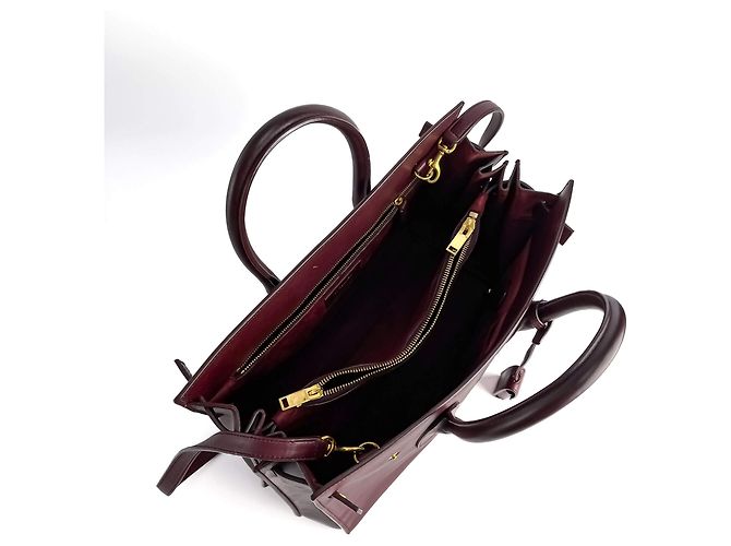 Saint Laurent Borsa tote piccola in pelle Sac De Jour bordeaux Bordò - vista 8