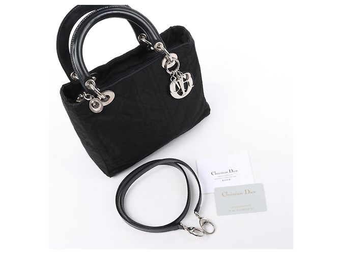 Borsa Lady Dior Cannage in nylon nero di Christian Dior - vista 15
