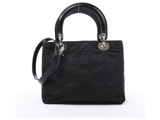 Borsa Lady Dior Cannage in nylon nero di Christian Dior - vista 4