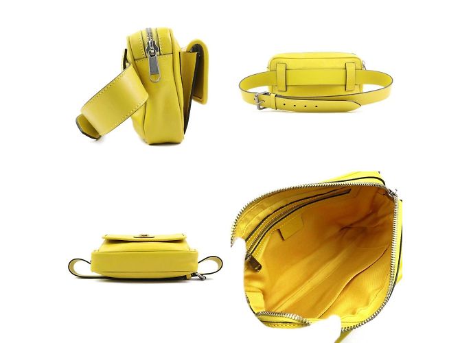 Bolsa de cintura em couro com G entrelaçado Gucci Amarelo - vista 2