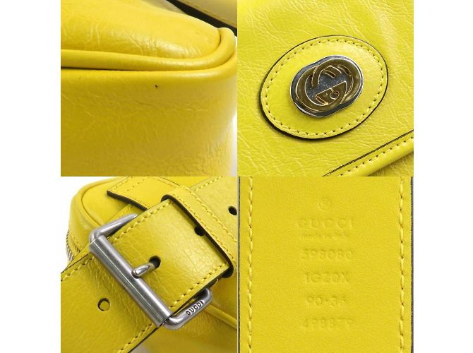 Bolsa de cintura em couro com G entrelaçado Gucci Amarelo - vista 4