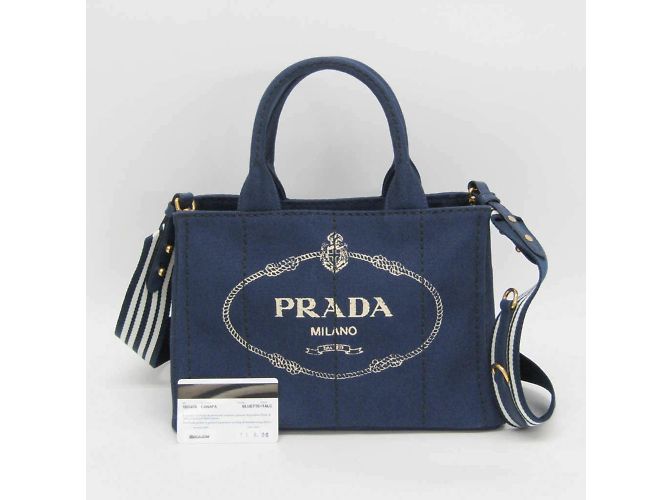 Tote Damentasche aus Canvas Prada Canapa S Größe 1BG439 Blau - Ansicht 2