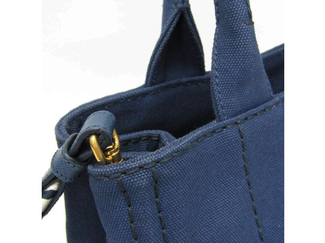 Tote Damentasche aus Canvas Prada Canapa S Größe 1BG439 Blau - Ansicht 9