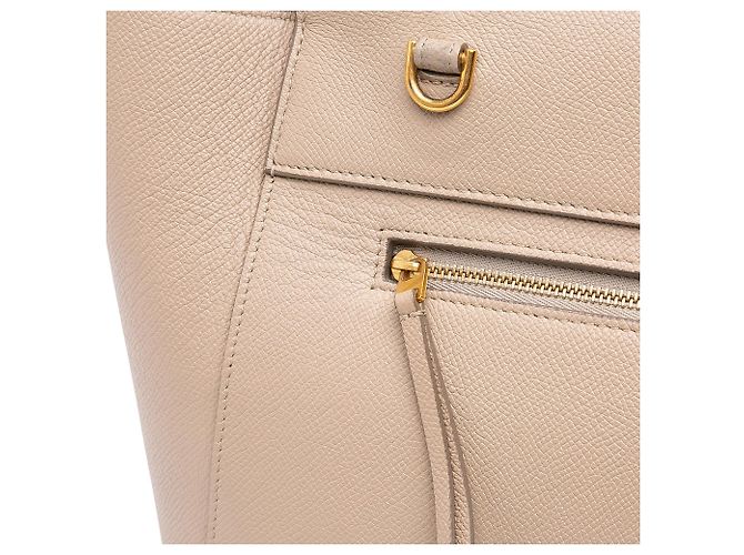 Belt Bag Céline Celine Mini Gürteltasche aus beigeem genarbtem Kalbsleder - Ansicht 9