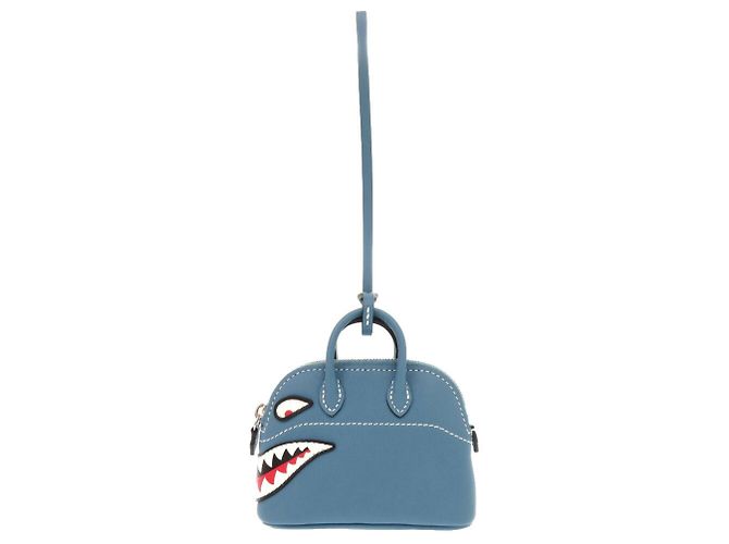 Charm per borsa Hermès Bolide in pelle Swift Shark Blu - vista 2