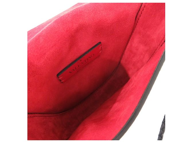 Borsa a Spalla in Pelle V-Sling Small Saddle di Valentino Garavani Nero Rosso - vista 10