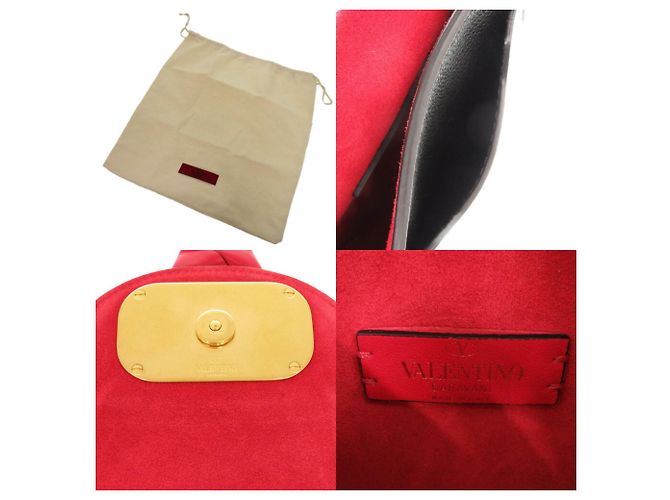 Borsa a Spalla in Pelle V-Sling Small Saddle di Valentino Garavani Nero Rosso - vista 11