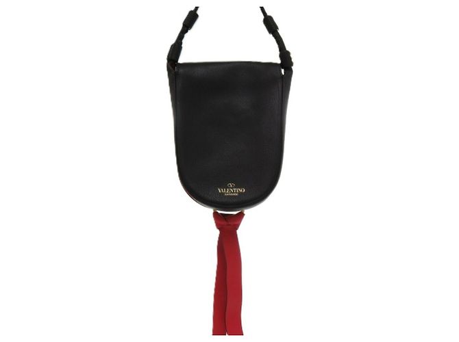 Borsa a Spalla in Pelle V-Sling Small Saddle di Valentino Garavani Nero Rosso - vista 5