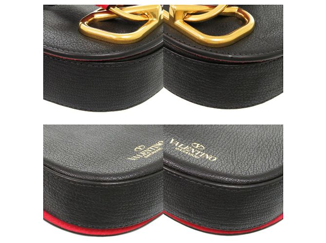 Borsa a Spalla in Pelle V-Sling Small Saddle di Valentino Garavani Nero Rosso - vista 9