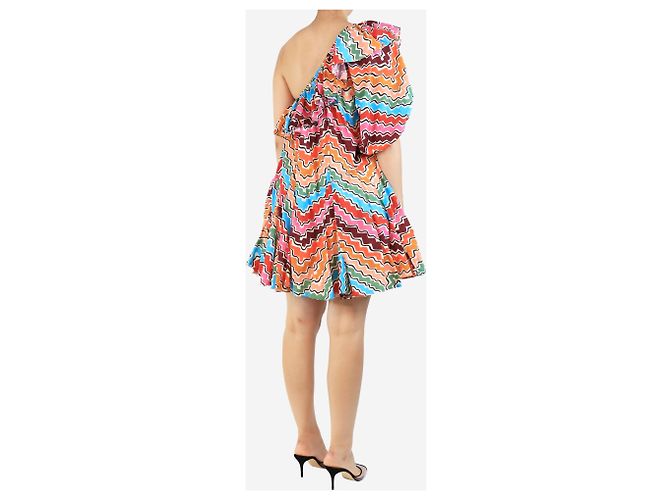 Autre Marque Buntes Mini-Kleid mit einem Schultergurt - Größe M Mehrfarben - Ansicht 2