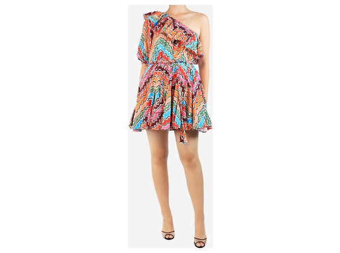 Autre Marque Buntes Mini-Kleid mit einem Schultergurt - Größe M Mehrfarben - Ansicht 3