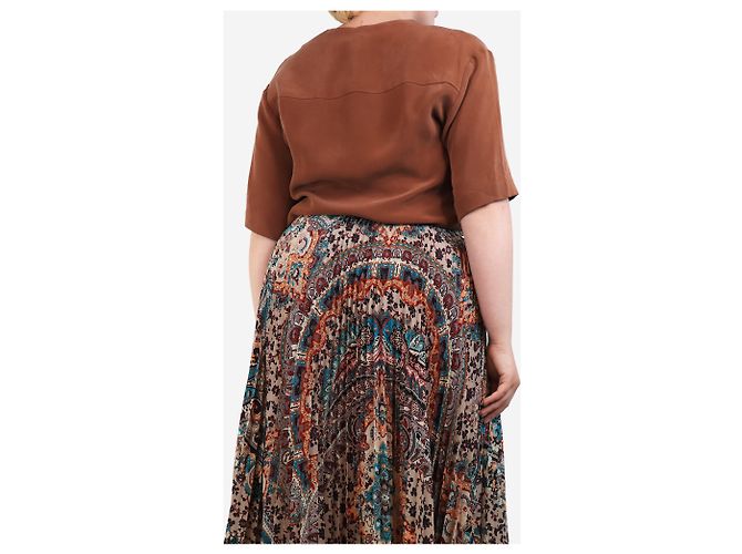 Joseph Top de seda marrón con cuello holgado - talla UK 12 Castaño - vista 2