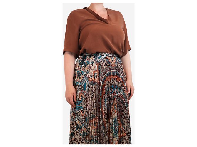 Joseph Top de seda marrón con cuello holgado - talla UK 12 Castaño - vista 3