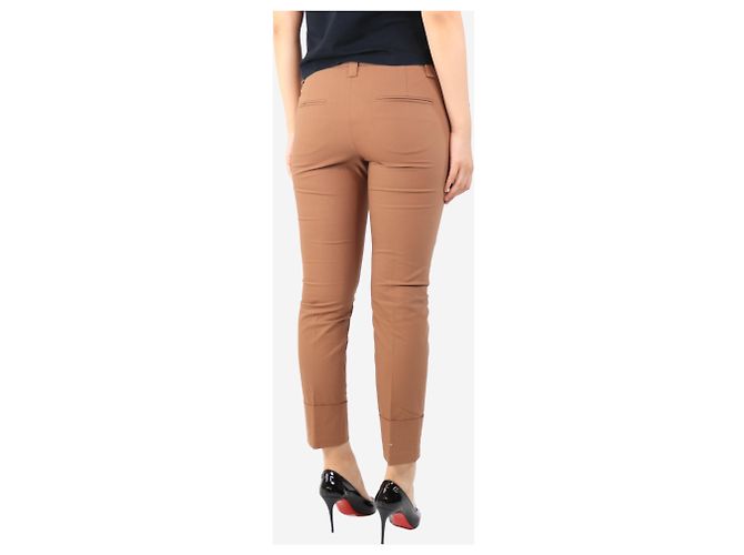 Brunello Cucinelli Pantalones de algodón marrones a medida - talla UK 10 Castaño - vista 3