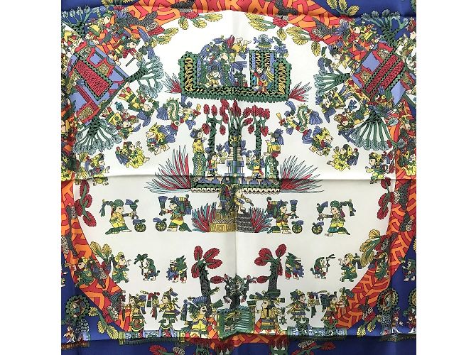 Bufanda de Seda Carré 90 Astres et Soleils de Hermès Roja Azul Multicolor - vista 2