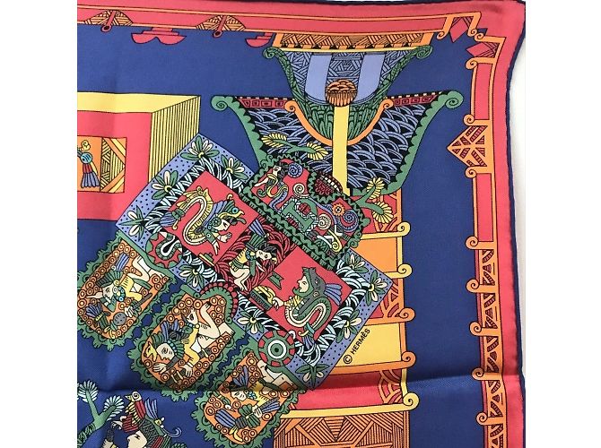 Bufanda de Seda Carré 90 Astres et Soleils de Hermès Roja Azul Multicolor - vista 3