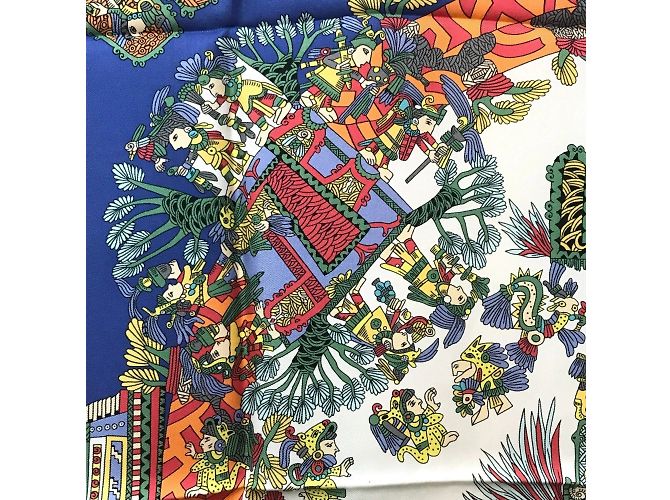 Bufanda de Seda Carré 90 Astres et Soleils de Hermès Roja Azul Multicolor - vista 6