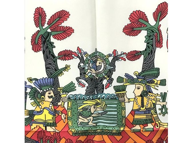 Bufanda de Seda Carré 90 Astres et Soleils de Hermès Roja Azul Multicolor - vista 7