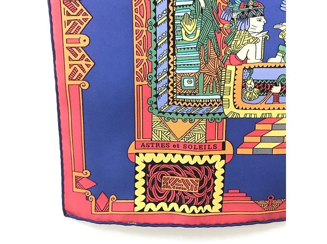 Bufanda de Seda Carré 90 Astres et Soleils de Hermès Roja Azul Multicolor - vista 9