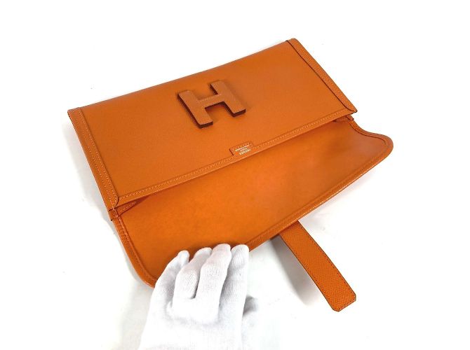 Borsa Clutch Hermès Jige Elan 29 Arancione - vista 9