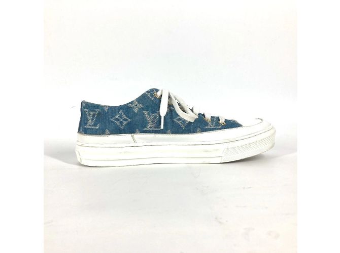 Sneakers in denim Monogram Louis Vuitton Blu - vista 10