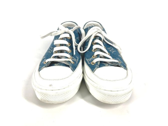 Sneakers in denim Monogram Louis Vuitton Blu - vista 2
