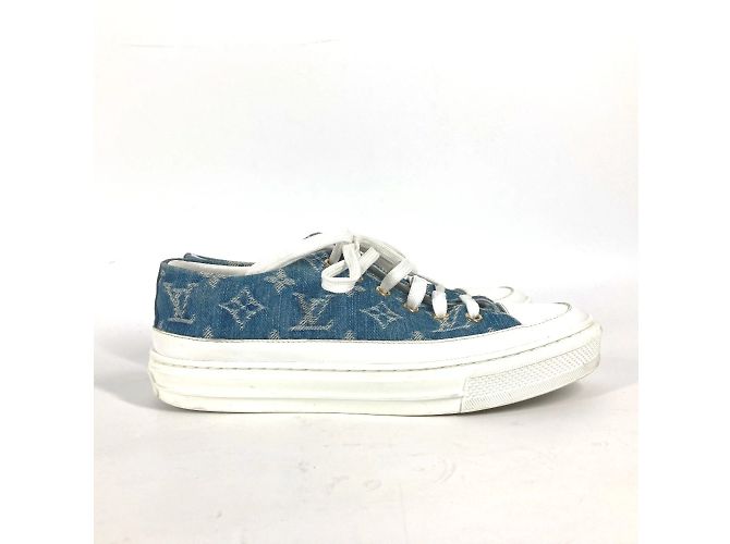 Sneakers in denim Monogram Louis Vuitton Blu - vista 4