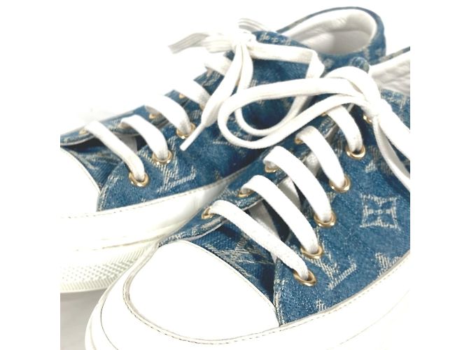 Sneakers in denim Monogram Louis Vuitton Blu - vista 7