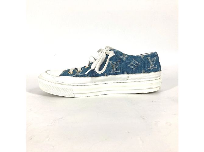 Sneakers in denim Monogram Louis Vuitton Blu - vista 9
