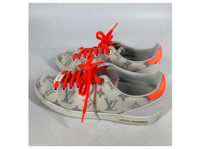 Tênis de amarrar Monogram Front Row da Louis Vuitton Branco Laranja - vista 11