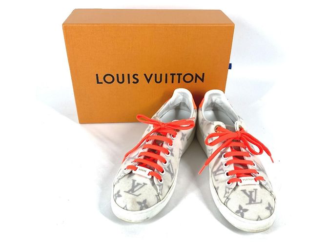 Tênis de amarrar Monogram Front Row da Louis Vuitton Branco Laranja - vista 2