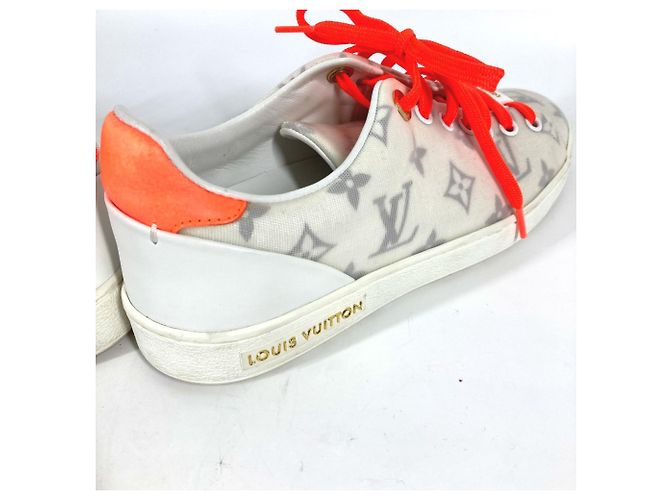 Tênis de amarrar Monogram Front Row da Louis Vuitton Branco Laranja - vista 6